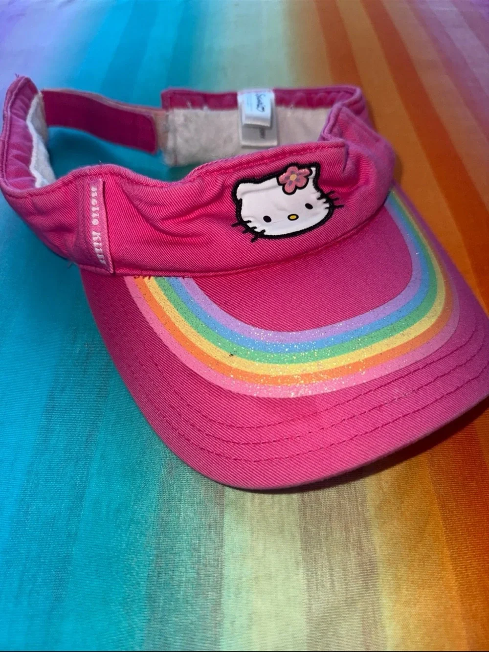 Sanrio Hello Kitty Rainbow Pink Visor Hat